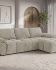 Canapé d’angle relax électrique en velours chiné taupe ALPES - Angle droit