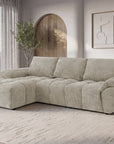 Canapé d’angle relax électrique en velours chiné taupe ALPES - Angle gauche