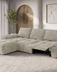 Canapé d’angle relax électrique en velours chiné taupe ALPES - Angle gauche