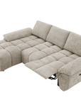 Canapé d’angle relax électrique en velours chiné taupe ALPES - Angle gauche