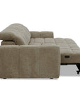 Canapé d'angle relax électrique en velours chiné taupe DANIA -Angle droit