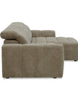 Canapé d'angle relax électrique en velours chiné taupe DANIA -Angle droit