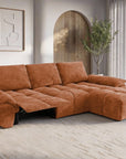 Canapé d’angle relax électrique en velours chiné terracotta ALPES - Angle droit