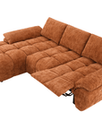 Canapé d’angle relax électrique en velours chiné terracotta ALPES - Angle gauche