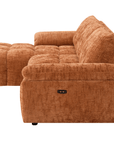 Canapé d’angle relax électrique en velours chiné terracotta ALPES - Angle gauche
