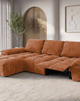 Canapé d’angle relax électrique en velours chiné terracotta ALPES - Angle gauche