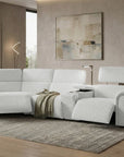 Canapé d'angle relax en tissu bouclette doux beige MARINA - Angle gauche