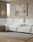 Canapé d'angle relax en tissu bouclette doux beige MARINA - Angle gauche