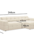 Canapé d'angle relax en velours texturé beige FEDORA - Angle droit