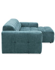 Canapé d'angle relax en velours texturé bleu FEDORA - Angle droit