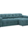 Canapé d'angle relax en velours texturé bleu FEDORA - Angle droit