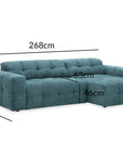 Canapé d'angle relax en velours texturé bleu FEDORA - Angle droit