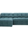 Canapé d'angle relax en velours texturé bleu FEDORA - Angle gauche