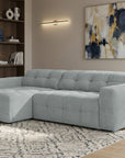Canapé d'angle relax en velours texturé gris FEDORA - Angle gauche