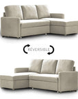 Canapé d'angle réversible convertible coffre de rangement en tissu beige ADAM