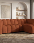 Canapé d'angle réversible en tissu bouclette terracotta AELIS