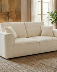 Canapé droit 3 places en velours chiné beige ABELIA