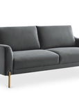 Canapé droit fixe 2 places en velours gris CELINE