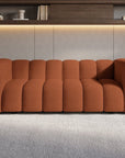 Canapé fixe 3 places en tissu bouclette terracotta AELIS