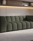 Canapé fixe 3 places en tissu bouclette vert AELIS