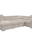 Canapé panoramique convertible avec coffre en velours chiné beige GAELLE - Angle gauche