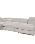 Canapé panoramique convertible avec coffre en velours chiné beige MARIANO- Angle droit