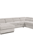 Canapé panoramique convertible avec coffre en velours chiné beige MARIANO- Angle gauche