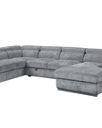 Canapé panoramique convertible avec coffre en velours chiné gris MARIANO- Angle droit