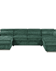 Canapé panoramique convertible avec coffre en velours chiné vert olive MARIANO - Angle gauche