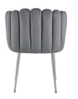 Chaise en velours gris pieds en métal argenté HAYDEN