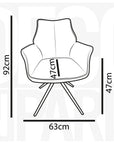 Chaise pivotante avec accoudoirs en velours et tissu bouclette gris ISALIE