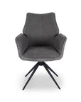 Chaise pivotante avec accoudoirs en velours et tissu bouclette gris ISALIE