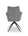 Chaise pivotante avec accoudoirs en velours et tissu bouclette gris ISALIE