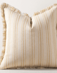 Coussin beige à rayures jaunes texturées 45x45 cm PAVIA