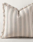 Coussin blanc écru à rayures noires texturées 45x45 cm PAVIA