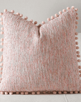 Coussin rose en tweed avec ponpons 45x45 cm POPINE