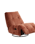 Fauteuil relax pivotant en velours chiné terracotta LISON