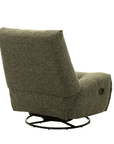 Fauteuil relax pivotant en velours texturé vert kaki LISON