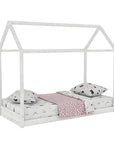 Lit cabane en bois blanc 90 x 190 cm POPY