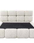 Lit coffre en tissu bouclette beige 160x200 cm BUBBLE