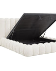 Lit coffre en tissu bouclette beige 160x200 cm GRETA