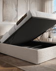 Lit coffre en tissu bouclette beige 180x200 cm MELY