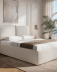 Lit coffre en tissu bouclette beige 180x200 cm MELY
