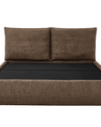 Lit coffre en tissu bouclette marron 140x190 cm MELY