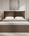 Lit coffre en tissu bouclette marron 140x190 cm MELY