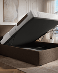 Lit coffre en tissu bouclette marron 180x200 cm MELY