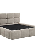 Lit coffre en tissu bouclette taupe 140x190 cm BUBBLE