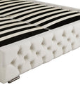 Lit coffre en velours beige 180x200 cm MAXI
