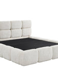 Lit coffre en velours chiné beige 160x200 cm BUBBLE