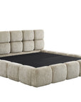 Lit coffre en velours chiné taupe 180x200 cm BUBBLE